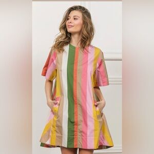 Boutique Bibi Multicolor Striped A-Line Dress